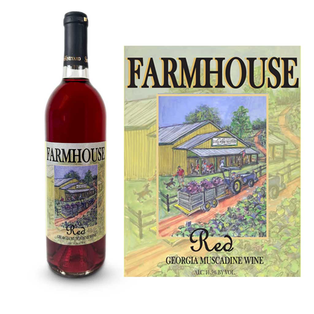 A bottle of Farmhouse Red wine