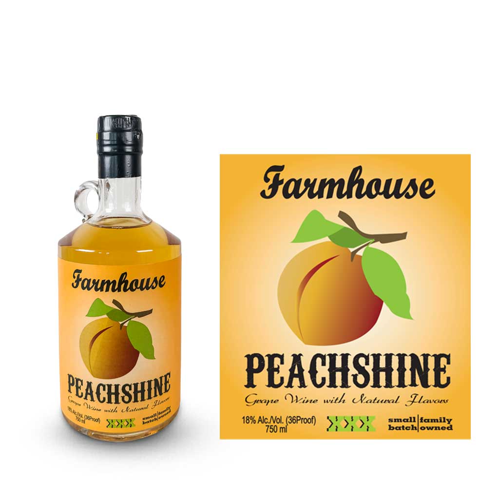 A bottle of Peach Wineshine