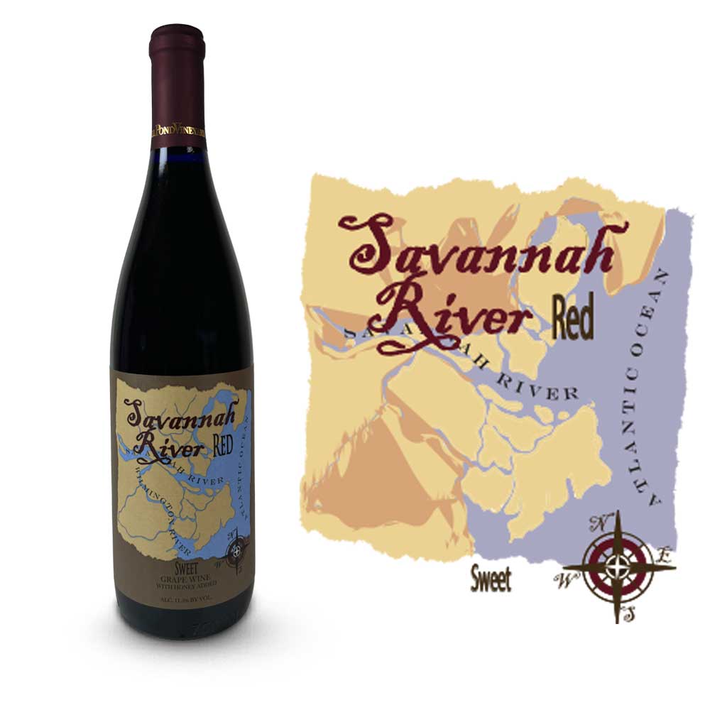 A bottle of Savannah River Red wine