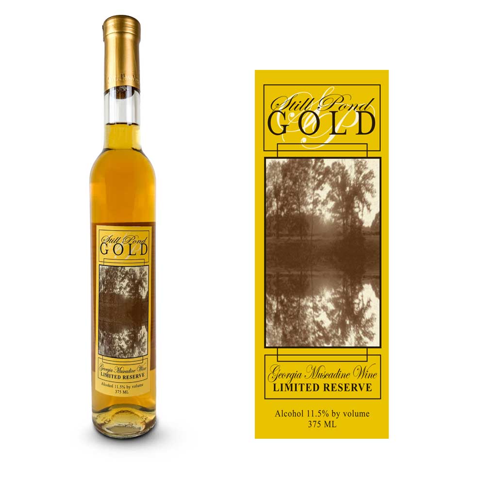 A bottle of Still Pond Gold dessert wine