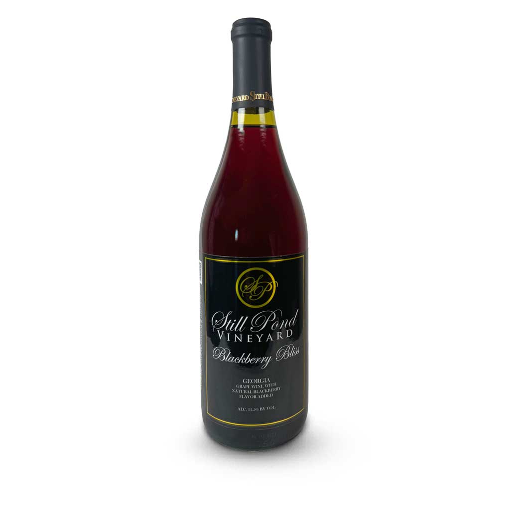 A bottle of Blackberry Bliss wine
