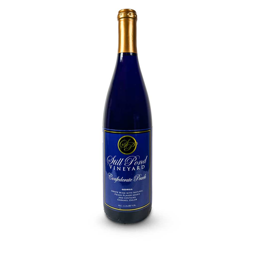A bottle of Confederate Peach wine