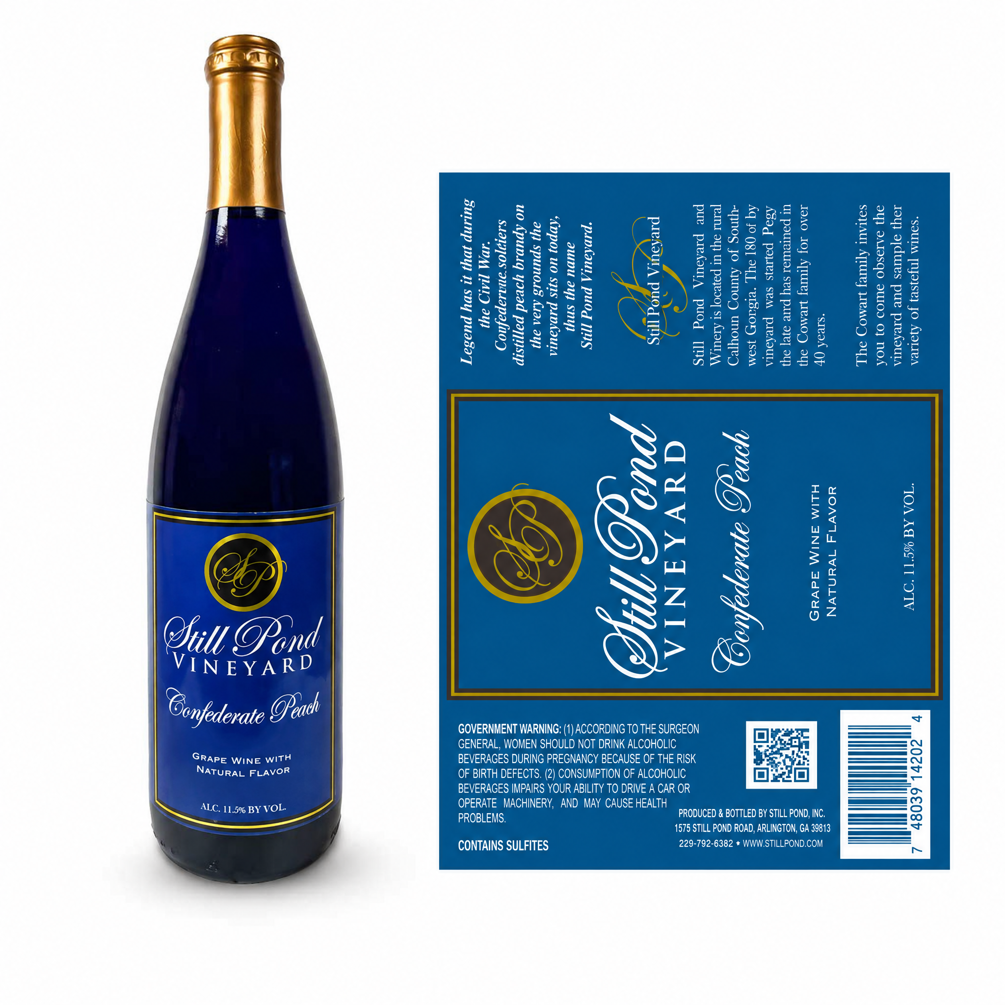 A bottle of Confederate Peach wine